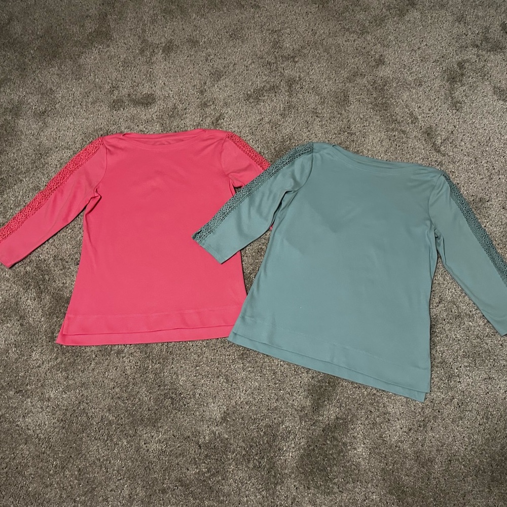 Appleseed's |  Bundle of 2 Boat Neck‎ 3/4 Sleeve Shirts,  Size Small